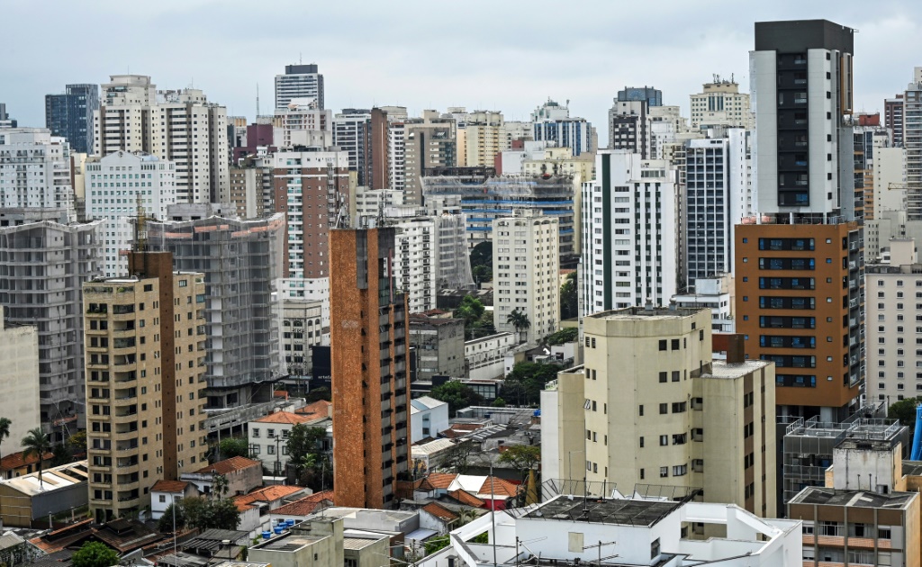 Aerial view of buildings in the Pinheiros neighborhood, Sao Paulo, Brazil, taken on September 5, 2023
