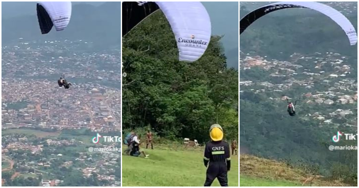 Photos of a man paragliding at Kwahu