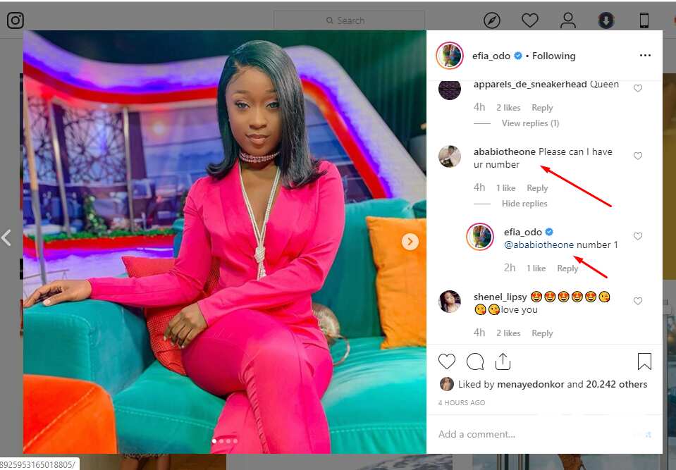 Efia Odo replies man who begged for her number (photo)