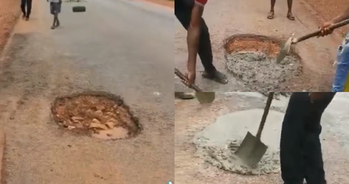 Ghanaian man Fixes huge Pothole that has Reportedly Taken 30 Lives with his own Money