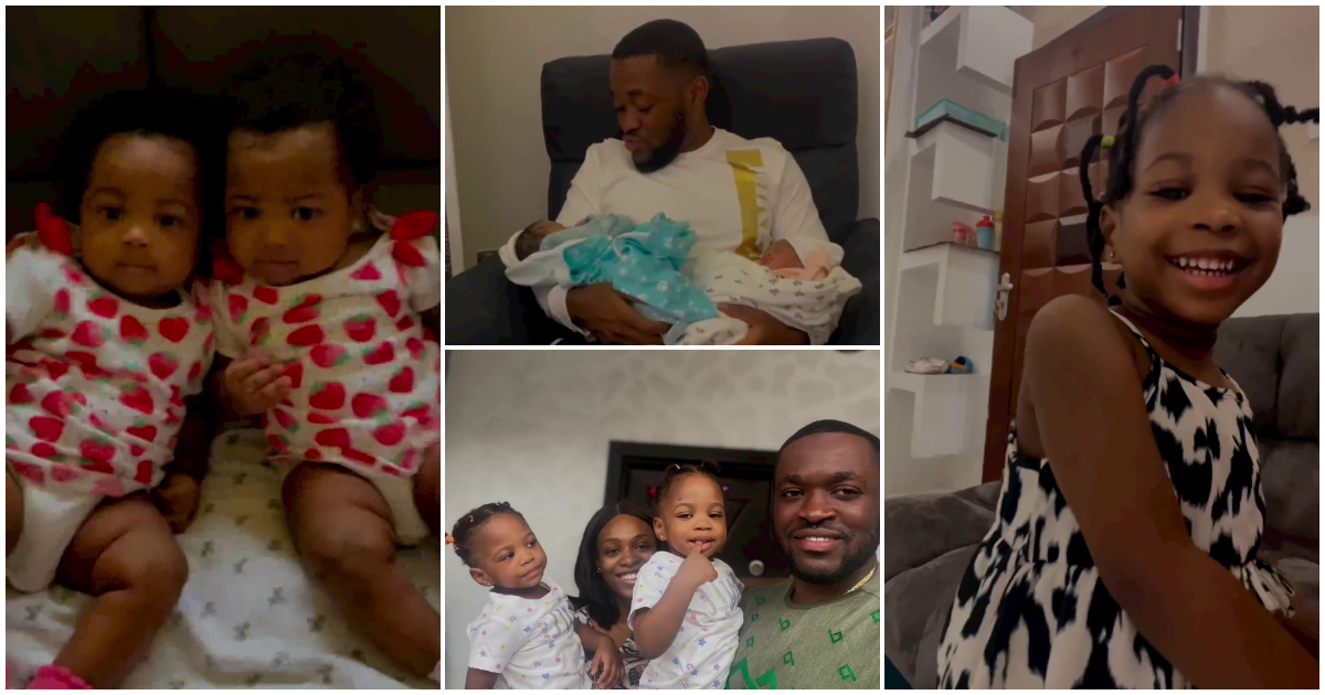 Kennedy Osei's twins speak for the first time, video leaves many Ghanaians in awe: "The girls are growing beautifully"