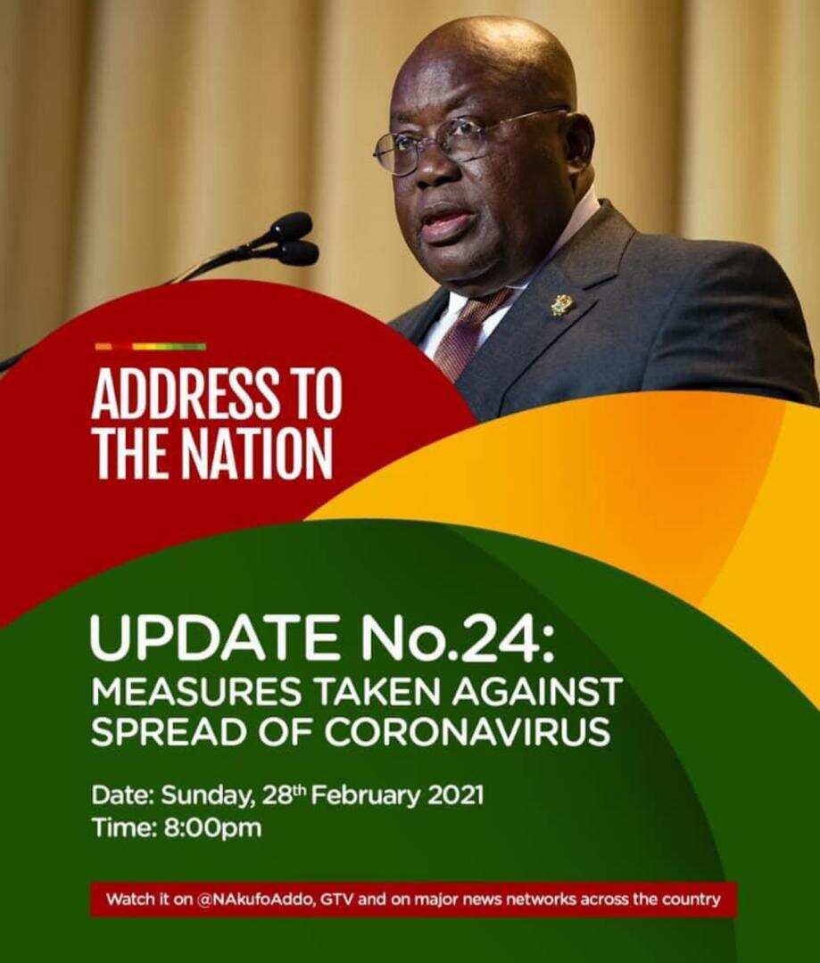President Akufo-Addo to address Ghana amid Covid-19 cases and a vaccine