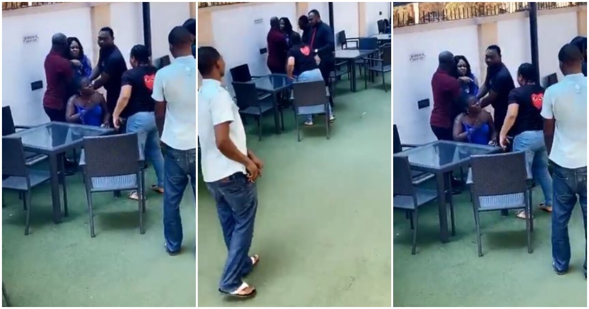 Angry wife catches hubby and side chic at a hotel in Benin (video)