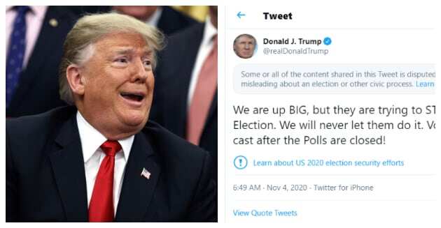 US 2020: Your tweet on electoral fraud is misleading - Twitter slams Trump