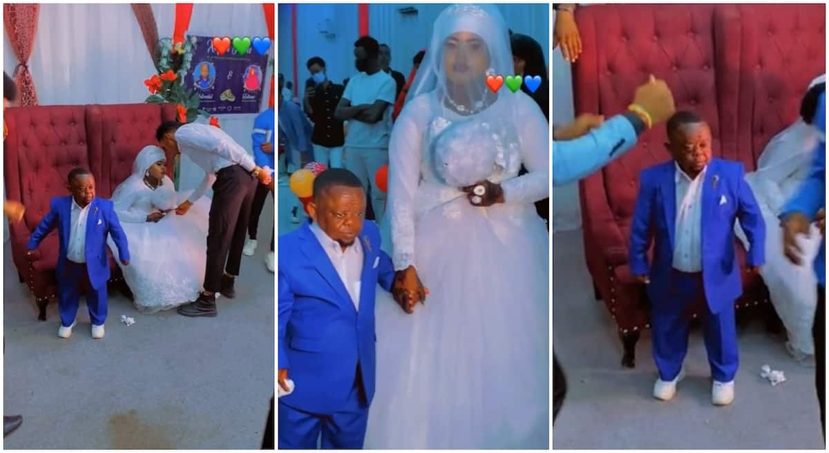 Photos shows small man married to a tall lady.