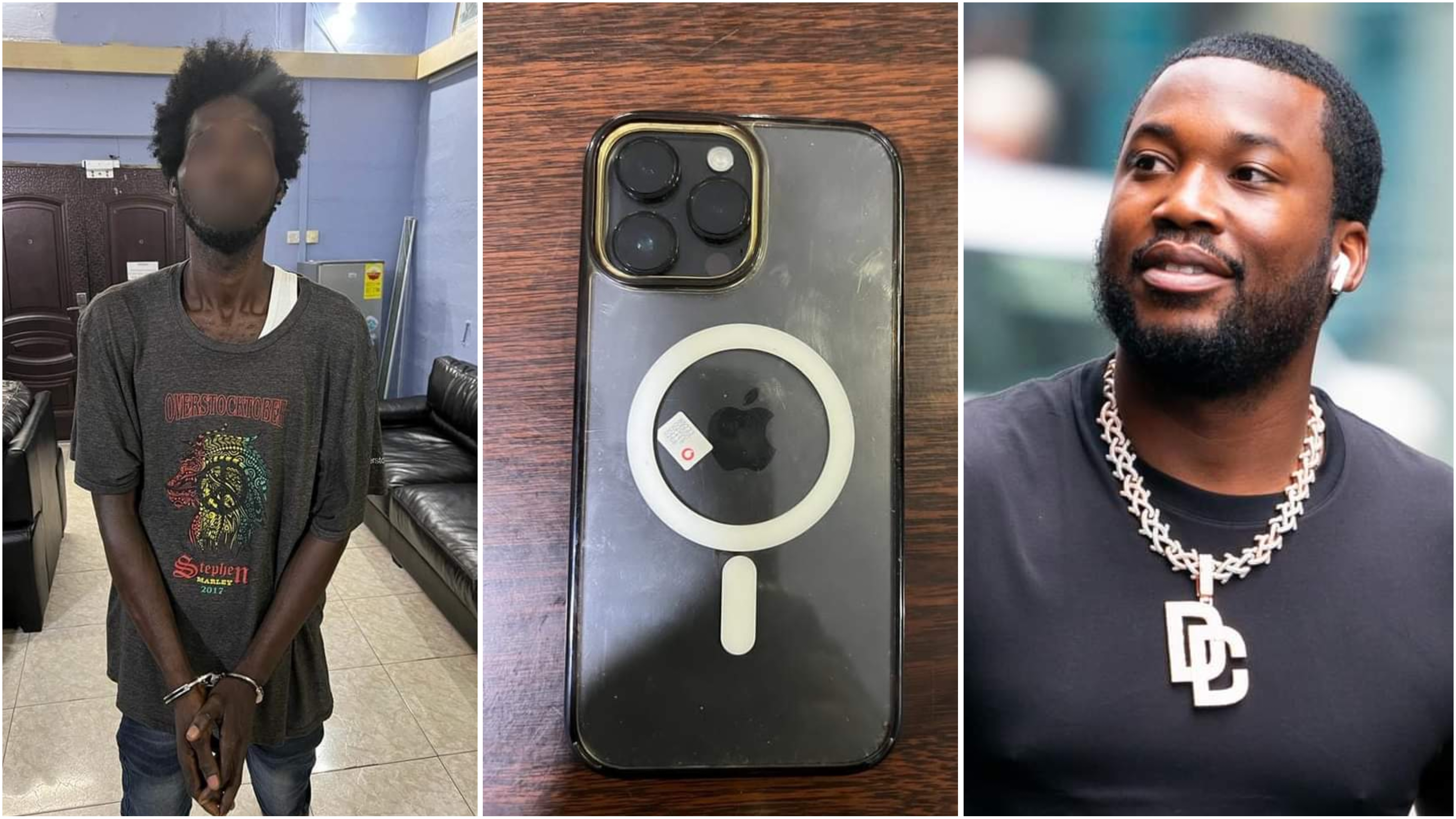 Police arrest thief of American rapper Meek Mill's iPhone 14, retrieves the phone (Photos)