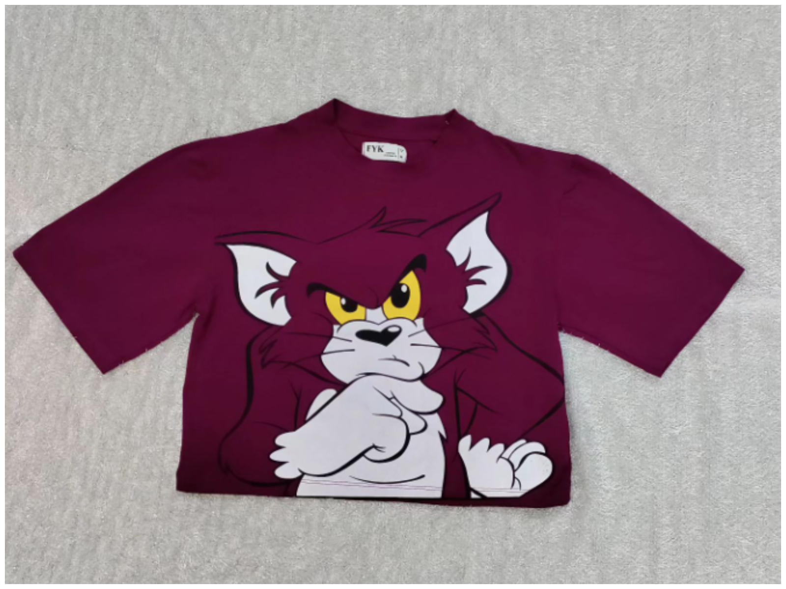 A maroon Mickey Mouse graphic top.