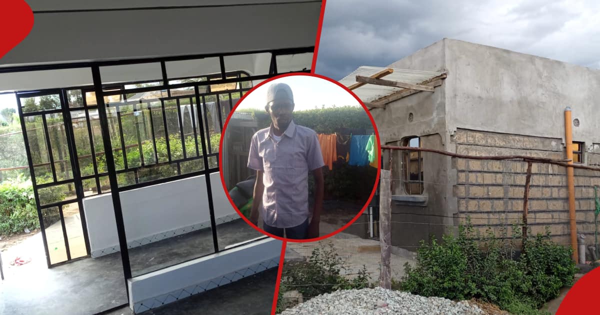 Man delights netizens after building posh three-bedroomed bungalow with unique hidden roof