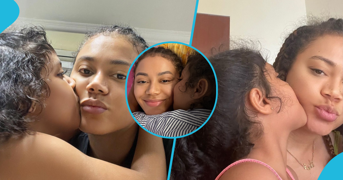 Nadia Buari shared 8 photos of her 4 children hugging and kissing her, photos melt many hearts