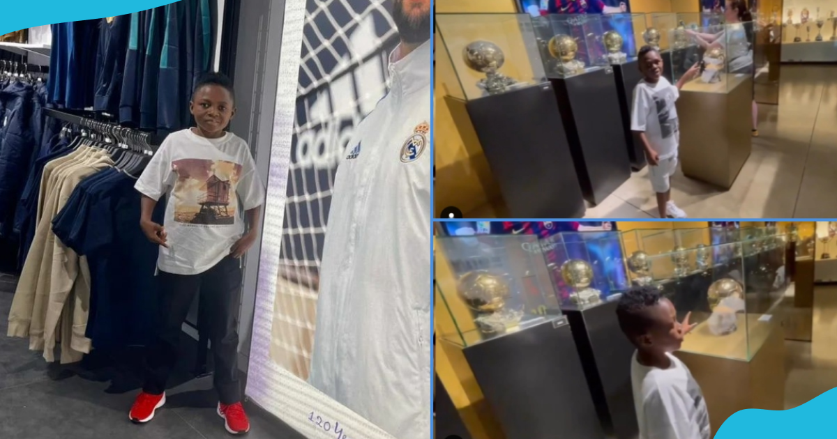 Yaw Dabo visited Barcelona's museum and reacted after seeing Messi's Ballon d'Or awards on display