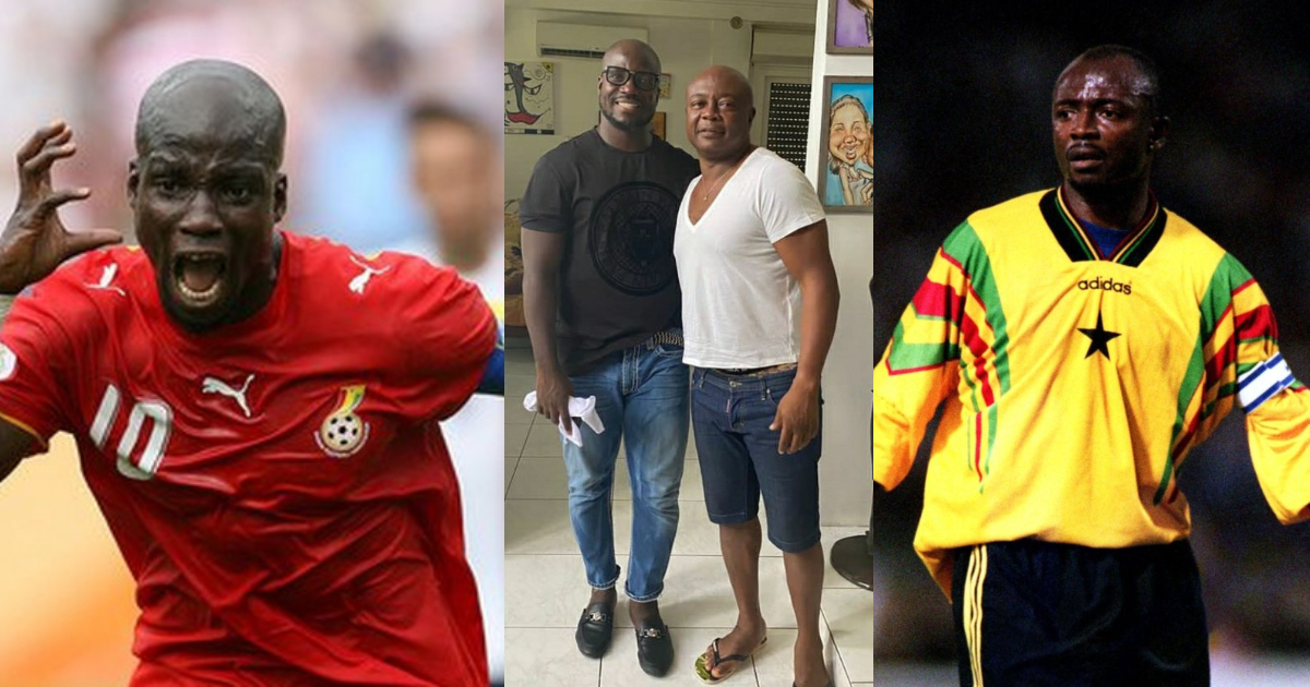 Abedi Pele and Stephen Appiah meets at his residence. SOURCE: Twitter/ @3SportsGh
