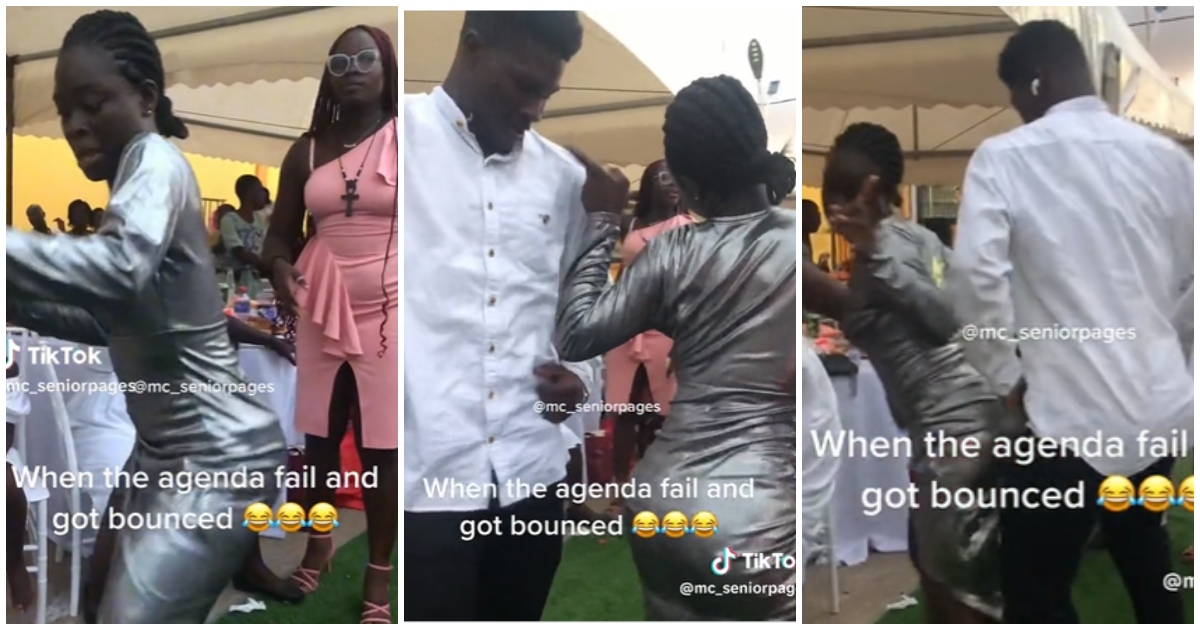 Ghanaian lady disgraces man who tried to dance with her during a wedding, video causes stir