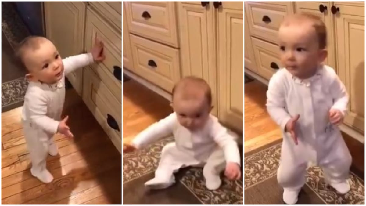 Baby overjoyed, dances as hip hop song plays on speaker, video goes viral