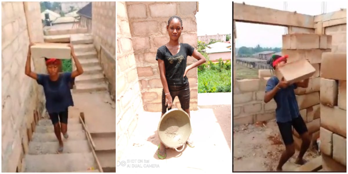 Young Nigerian Student Showcases Her Hustle as a Labourer, Photos go Viral, Social Media Reacts