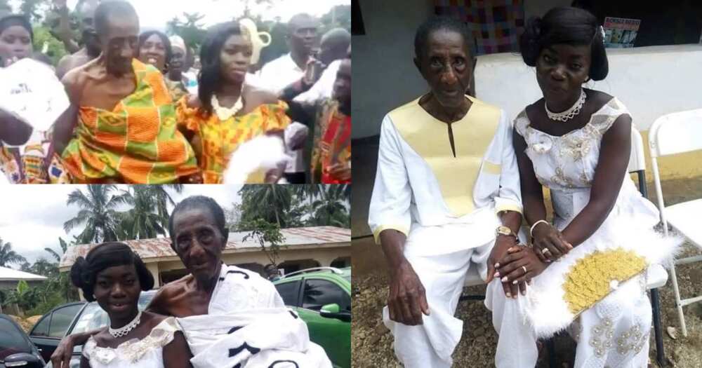 Wedding photos and video of old 106-year-old Ghanaian man and young wife go viral