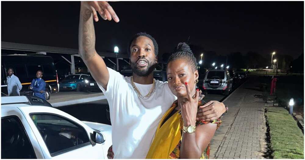 Akufo-Addo's Looks Ethereal In Beautiful Wrap Dress As She Hangs Out With Meek Mill In Ghana