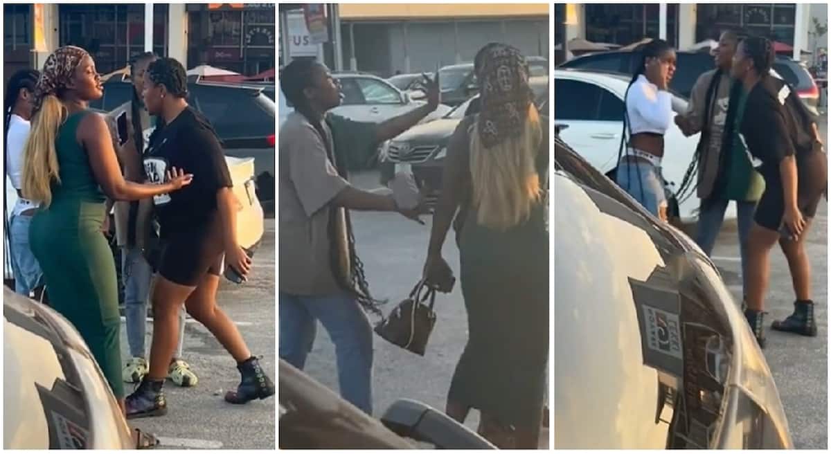 Photos of the moment a Nigerian lady confronted her boyfriend's side chichk.