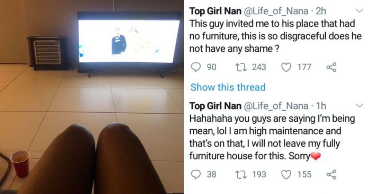 Woman drags man over lack of furniture, company offers to redo home