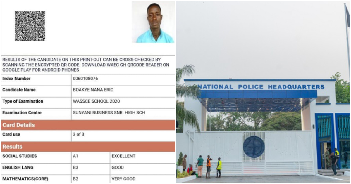 2020 WASSCE: Obuasi boy who bagged 5As in WASSCE appeals for support to join police, folks react