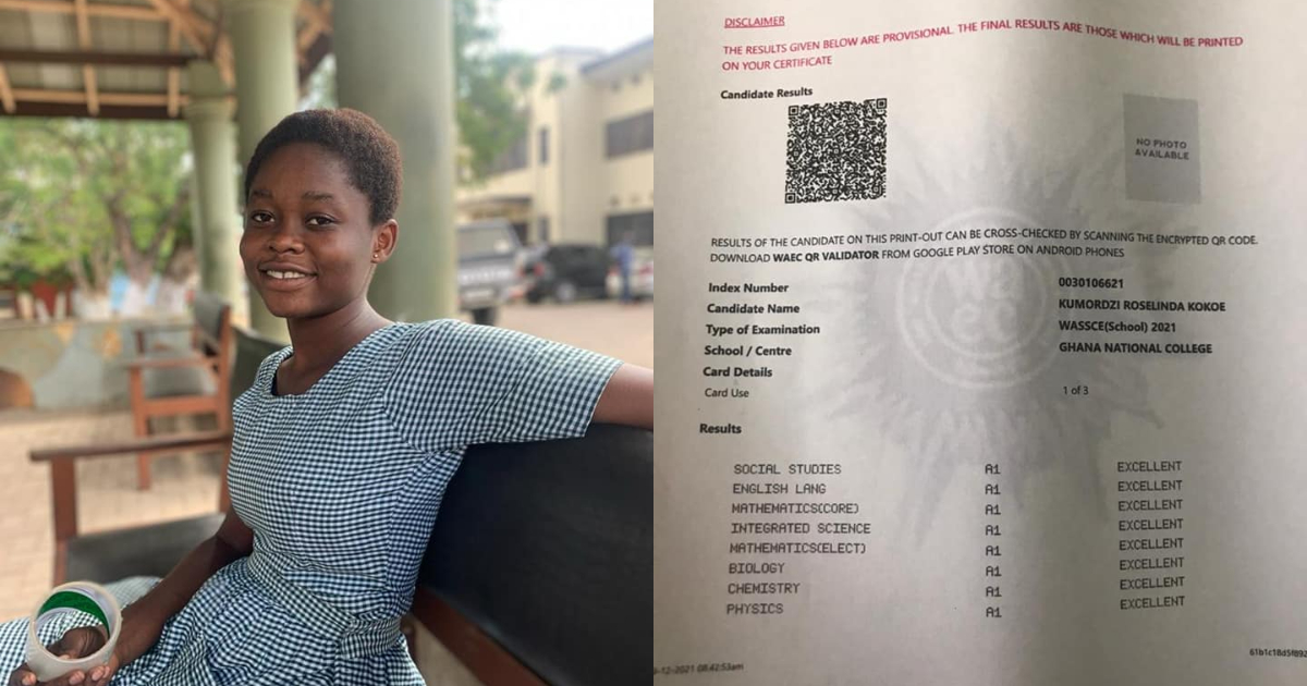 Roselinda Kumordzie: Brilliant student makes Ghana National proud as she scores 8As