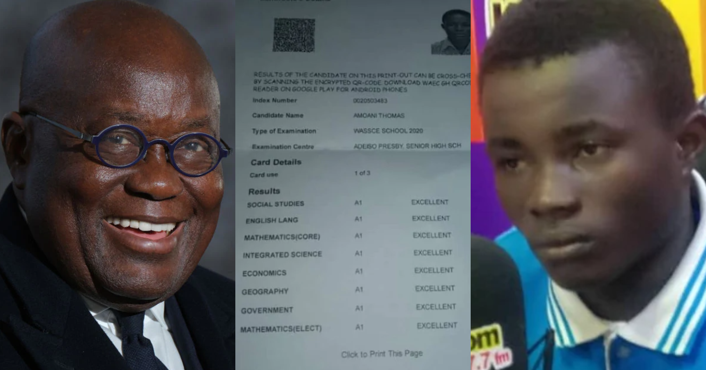 Needy Adeiso SHS boy with 8As in WASSCE to study in UK after Akufo-Addo's intervention