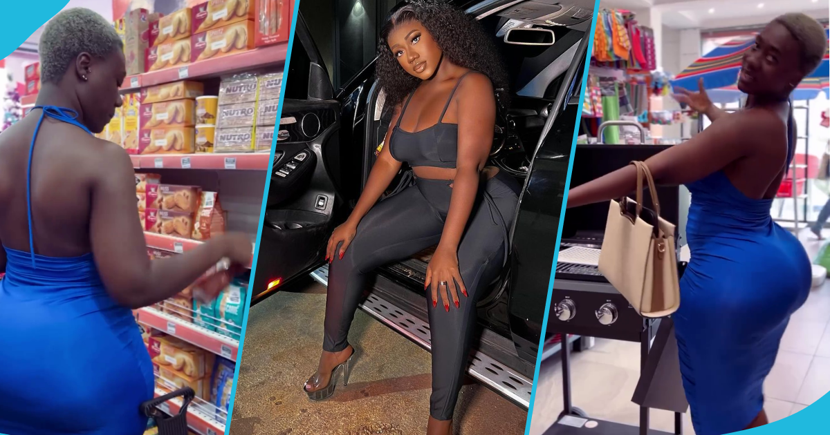 Hajia Bintu shows off her curves while grocery shopping, peeps gush over her beauty