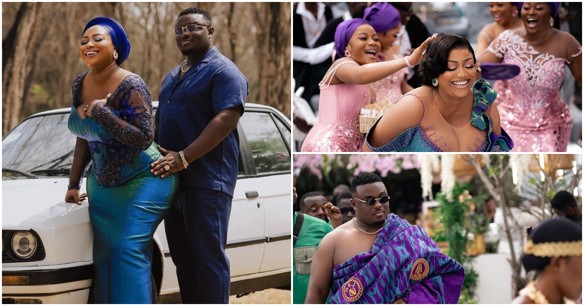 Ghanaian bride Sandra dons two splendid corseted kente styles for her plush traditional wedding