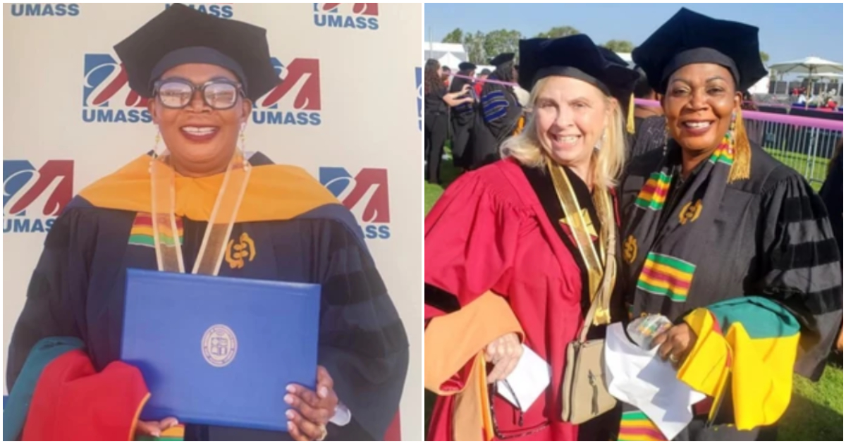 Akosua Oppong: GH woman grabs PhD in mental health from University of Massachusetts; photos pop up