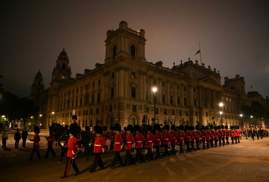 Soldiers have been practising at night for the funeral procession