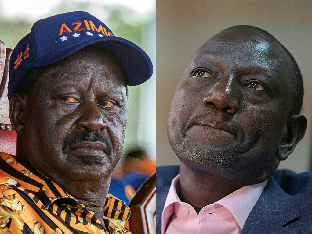 Raila Odinga (left) and William Ruto have both appealed for calm