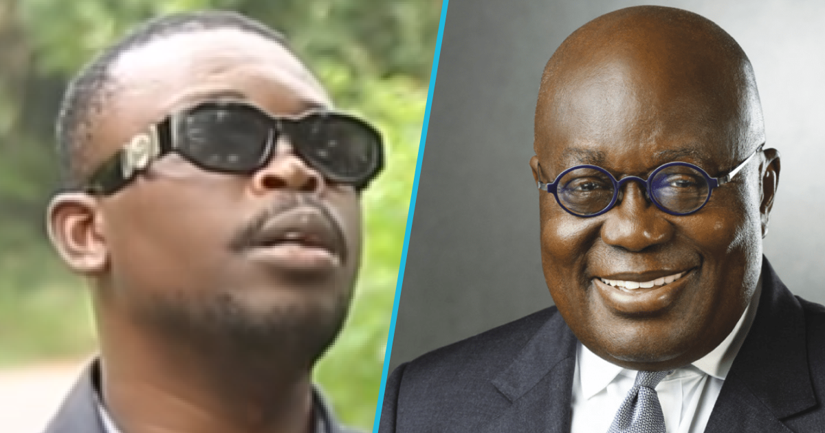 Photos of the blind historian and Akufo-Addo.