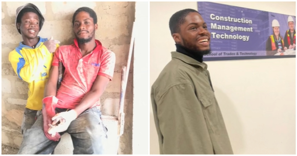 Man who worked as a construction worker in Ghana shares transformation photos: "I tap into your blessing"
