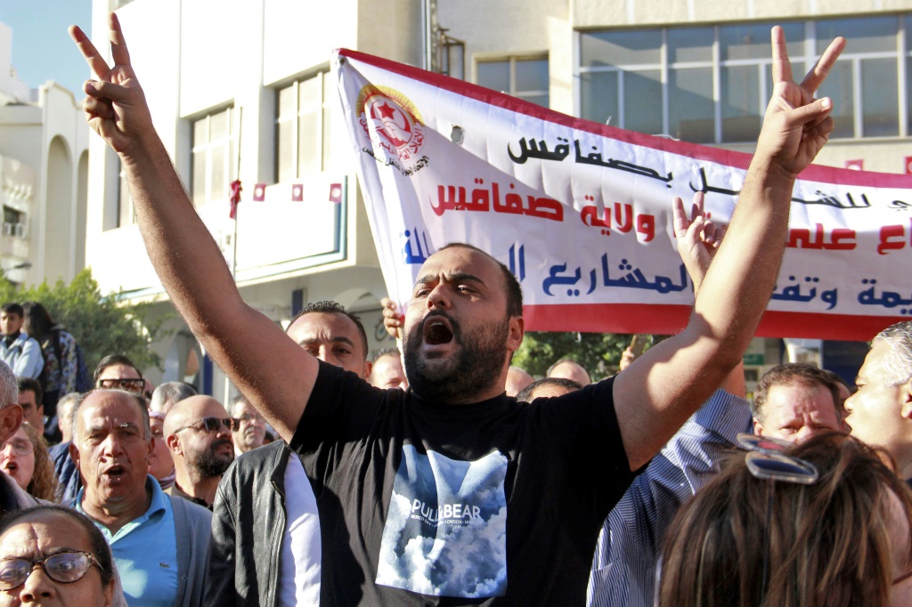 Tunisians protested in the second city Sfax on Thursday over garbage, with household waste piled up in the streets