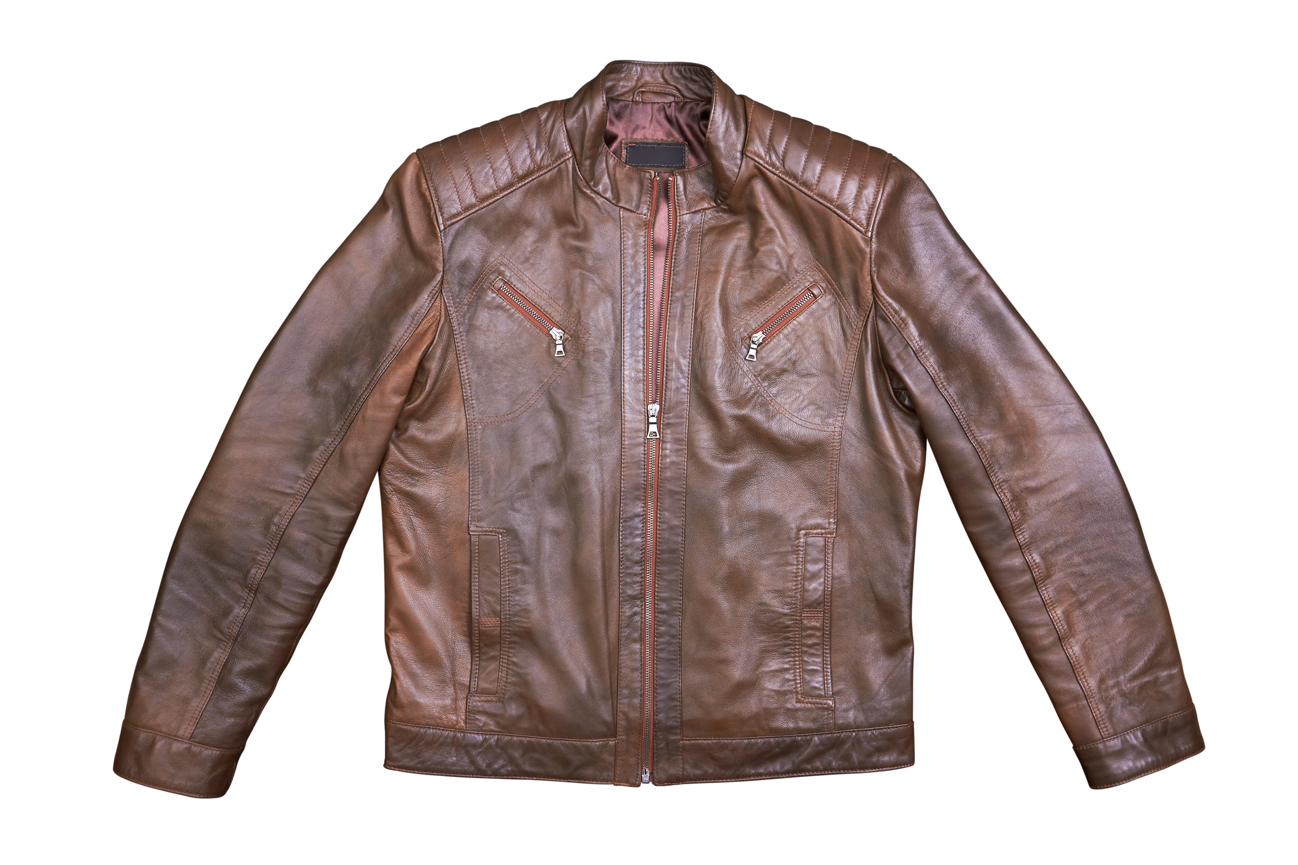 Brown Leather Jacket isolated on white background