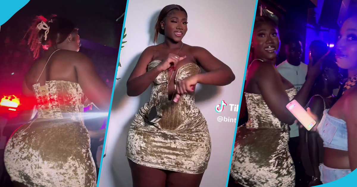 Hajia Bintu jumps on the table in the club, shakes her backside seriously in videos