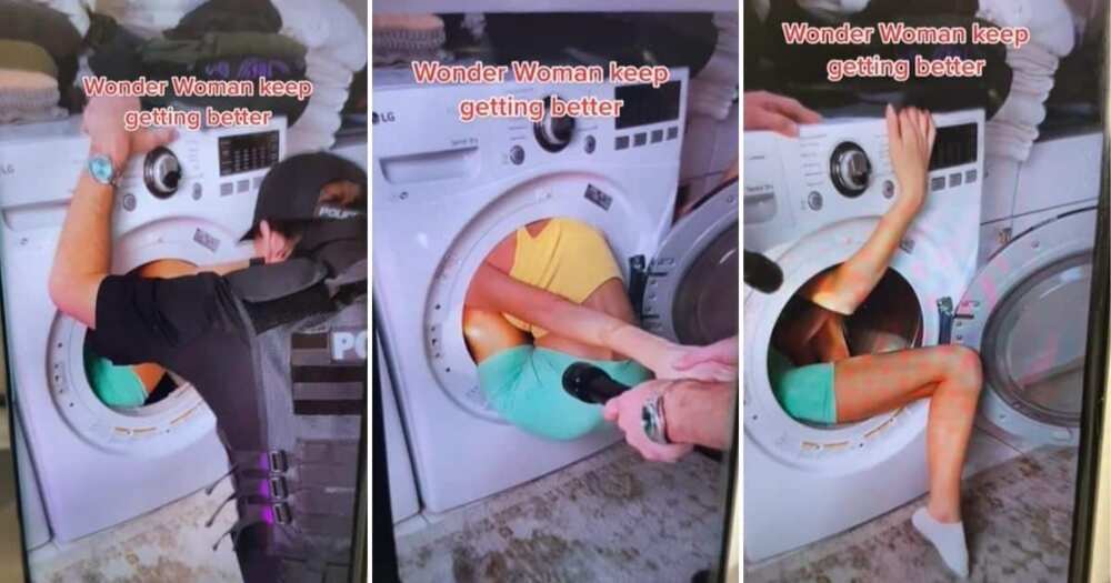 Video, Woman, Stuck in Washing Machine, TikTok