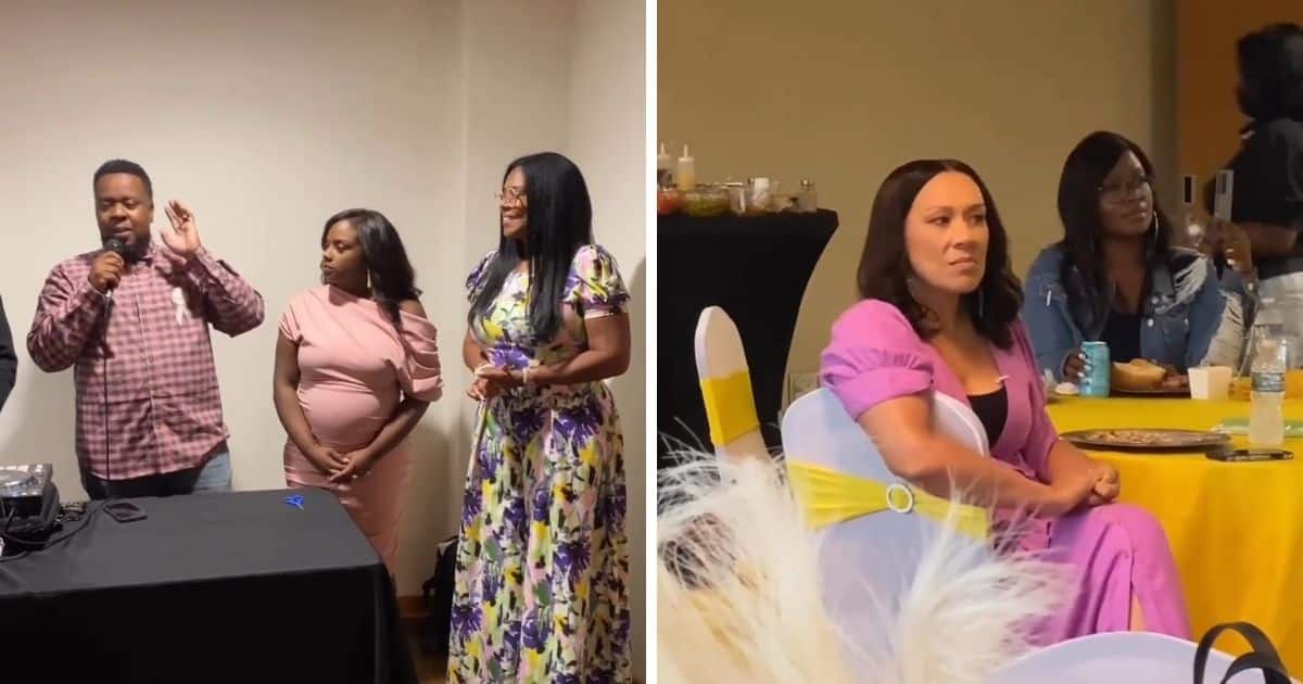 A pregnant woman at her baby shower