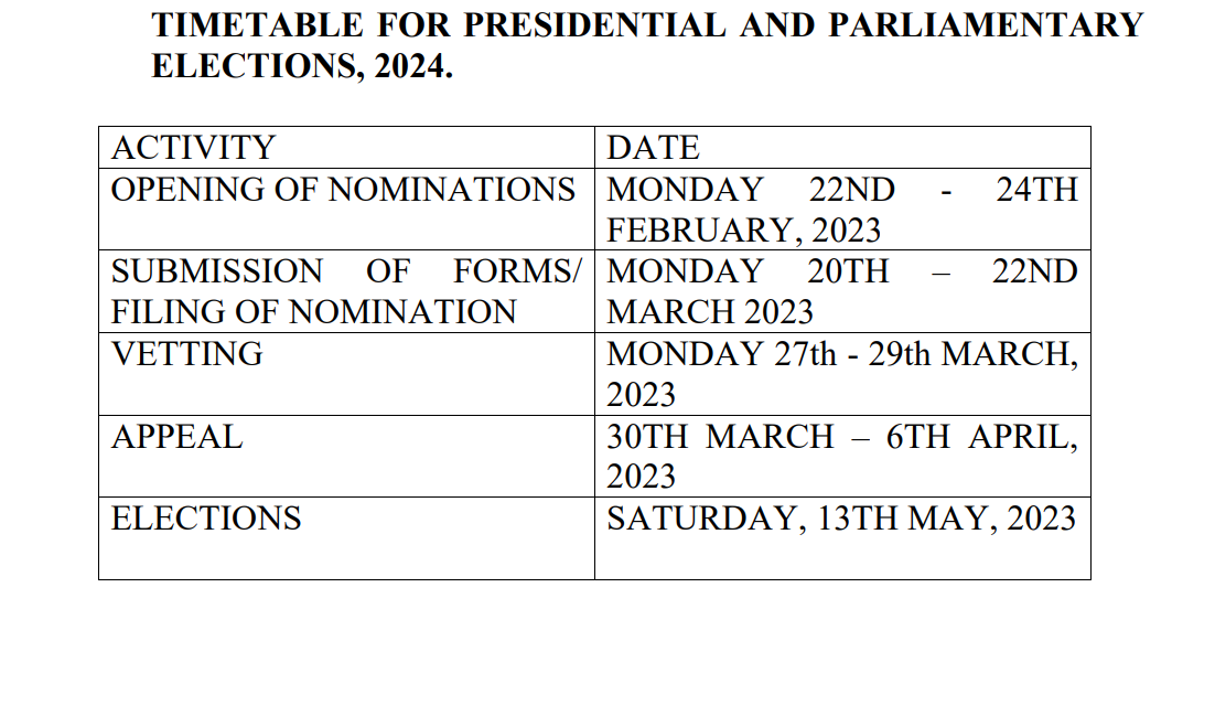 NDC Releases Timetable For Presidential And Parliamentary Elections