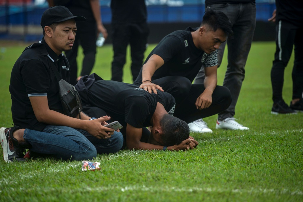 Players of Arema FC visited the pitch on Monday to pray for victims