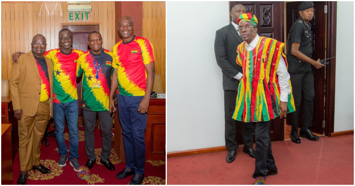 Speaker of Parliament Alban Bagbin showed support to the Black Stars by rocking Ghana colours.