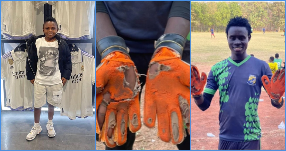 Yaw Dabo gets sad after meeting goalkeeper with torn gloves, tries to help him