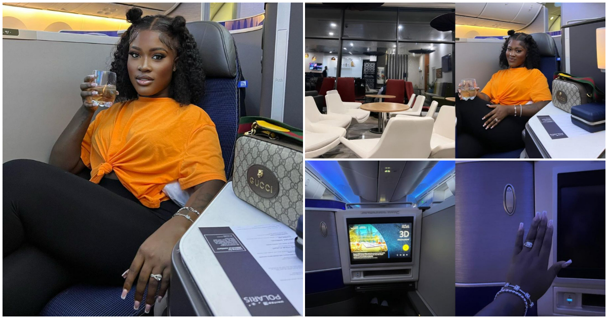 Fella Makafui: Ghanaian actress flaunts lavish lifestyle, drops stylish photos on expensive flight to America