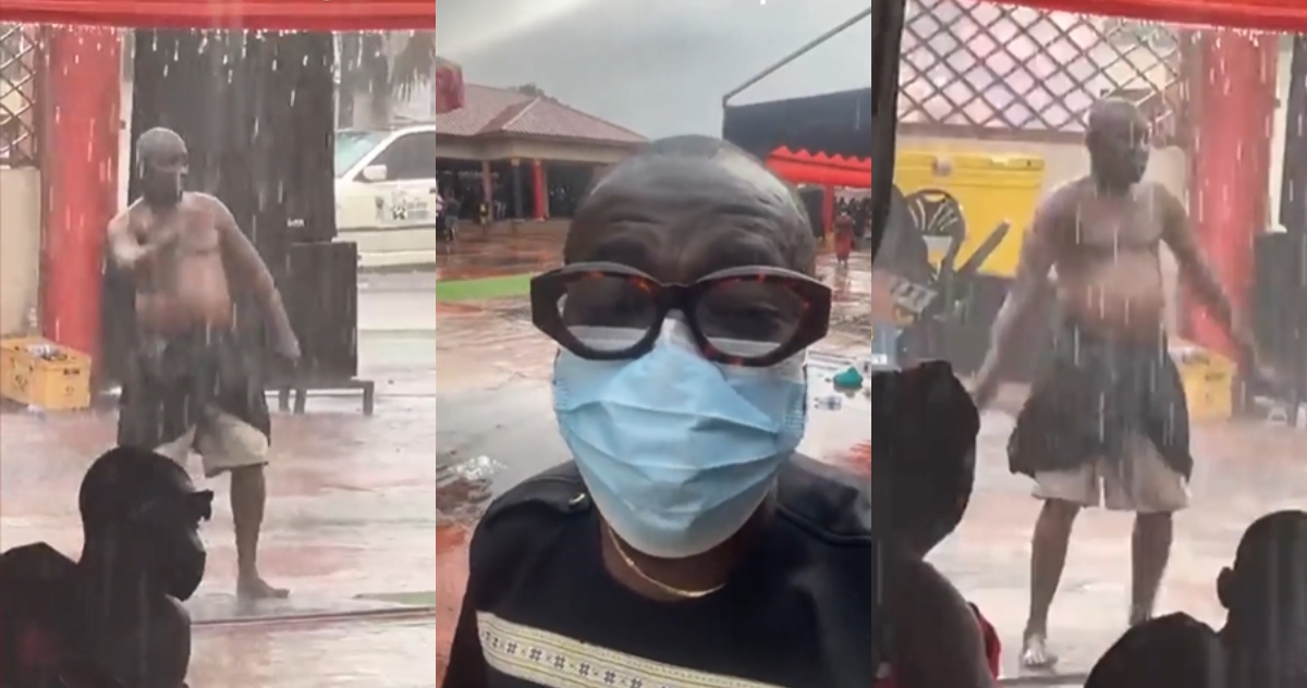 Heavy rain at Kumasi funeral Stops After Traditional man's Incantation in Video