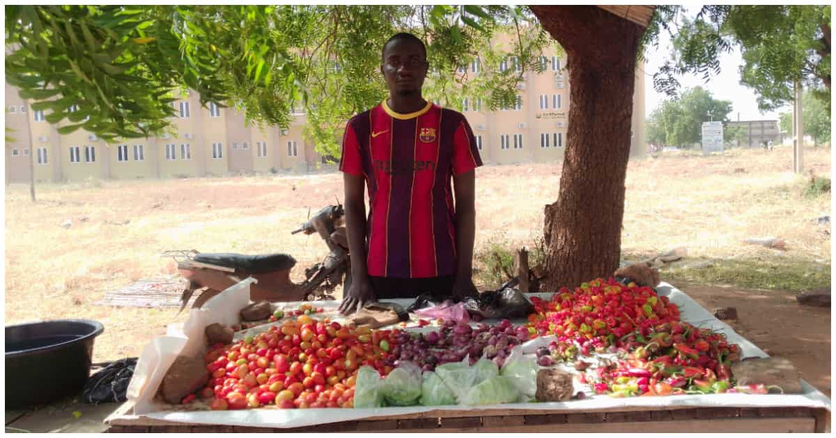 Young graduate flaunts his fruits and vegetables business with pride, photo stirs mixed reactions