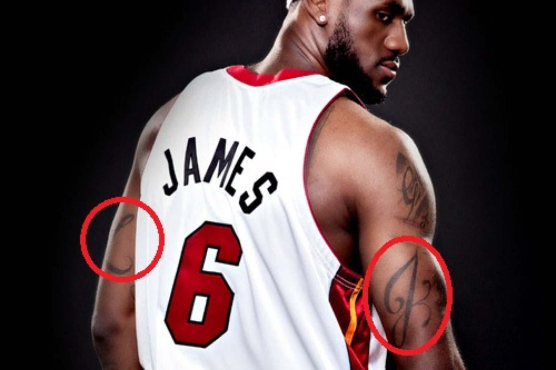 LeBron James has the letters L and J tattooed on his left and right hands