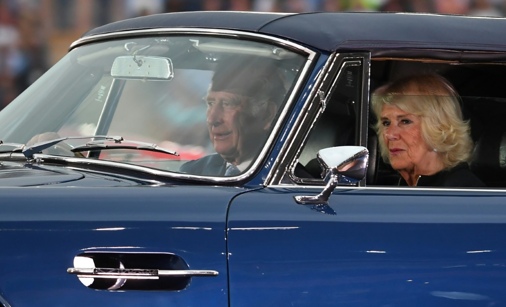 Prince Charles and his wife Camilla arrive at the opening ceremony of the Commonwealth Games