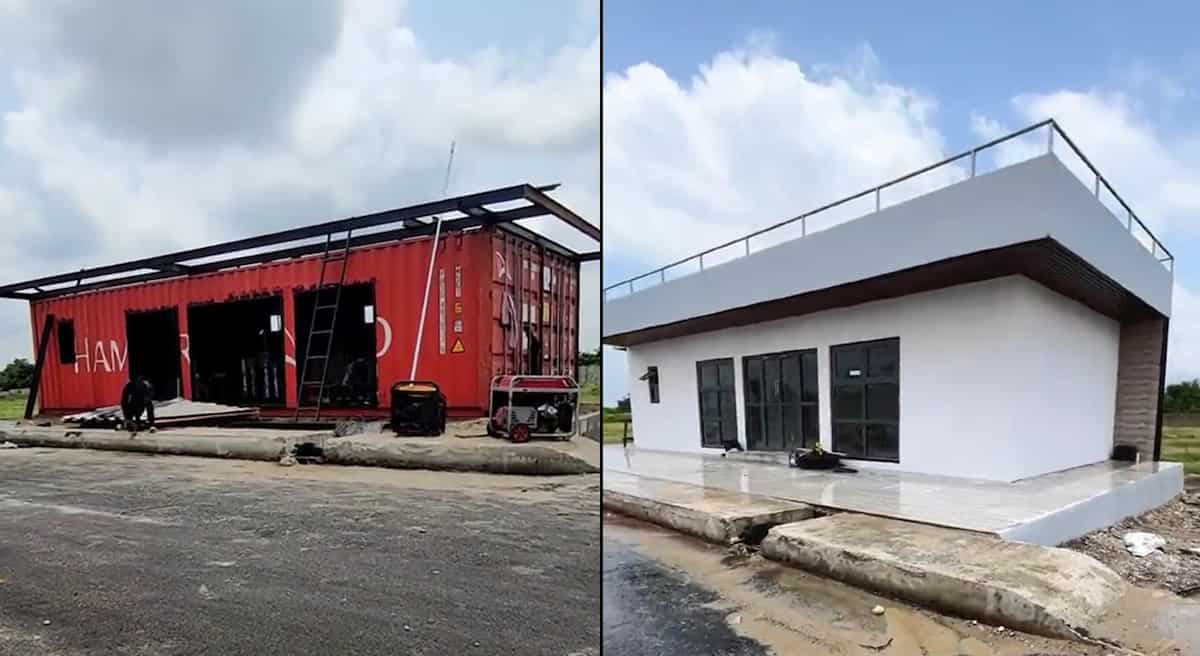 Photos of a container converted into a beautiful house.