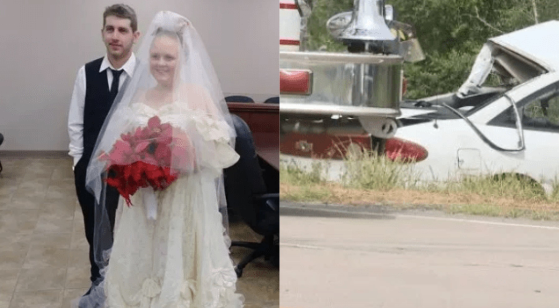Childhood lovers die in accident only minutes after beautiful wedding ceremony