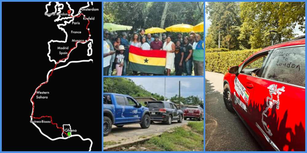 Wonderlust road map as they journey from Accra, Ghana to London in the UK by road