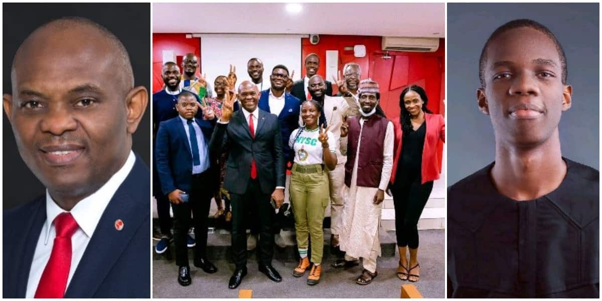 Reactions as 20-year-old FUTO student finally meets his role model Tony Elumelu after getting special invite